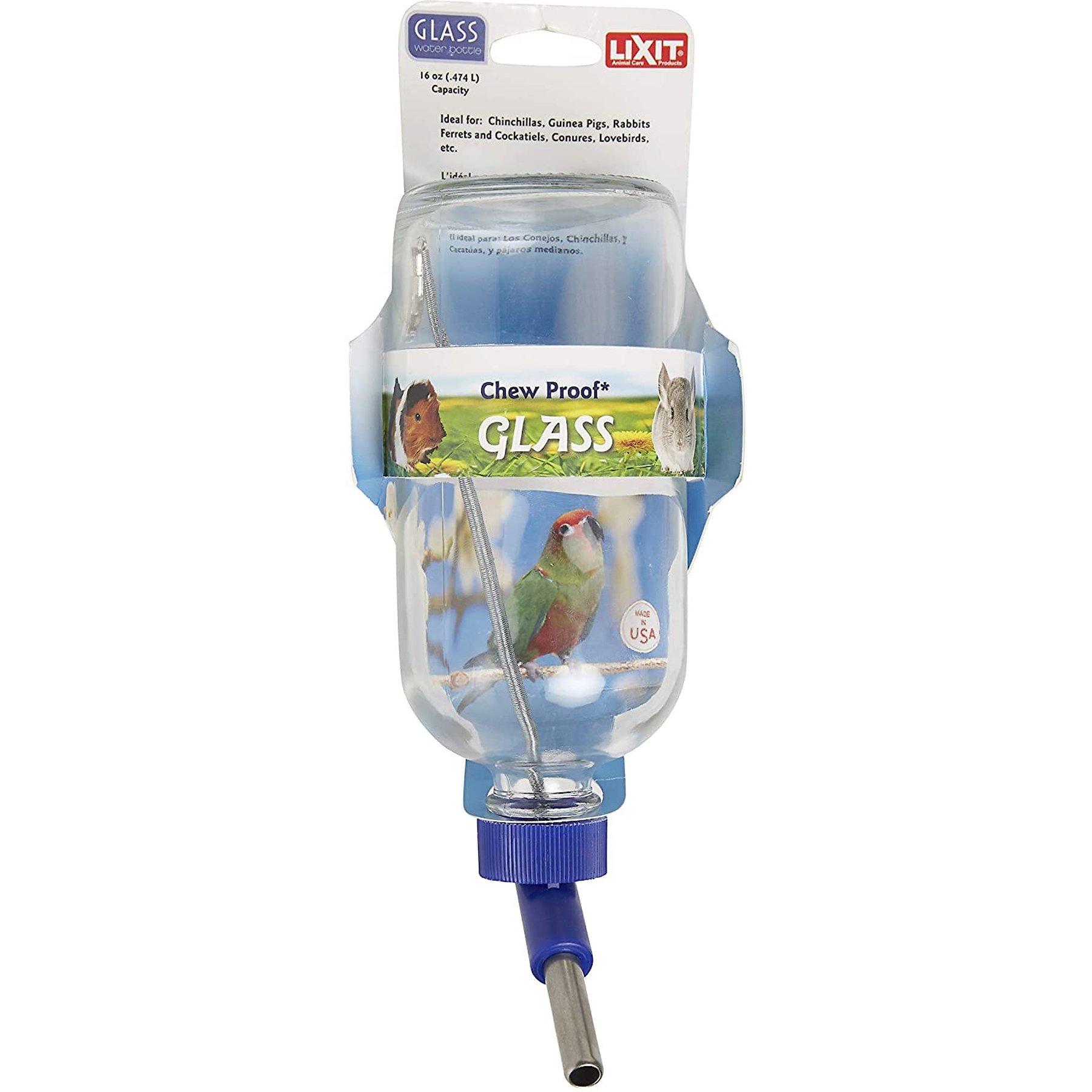 Lixit Chew Proof Glass Bird & Small Animal Water Bottle, 8-oz