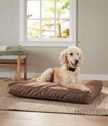 L.L.Bean Premium Denim Rectangular Dog & Cat Bed, Burlap, Medium