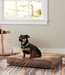 L.L.Bean Premium Denim Rectangular Dog & Cat Bed, Burlap, Small