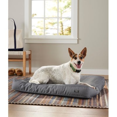 L.L.Bean L.L.Bean Premium Denim Rectangular Dog & Cat Bed, Platinum, Medium