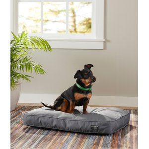 L.L.Bean Premium Denim Rectangular Dog & Cat Bed, Platinum, Small