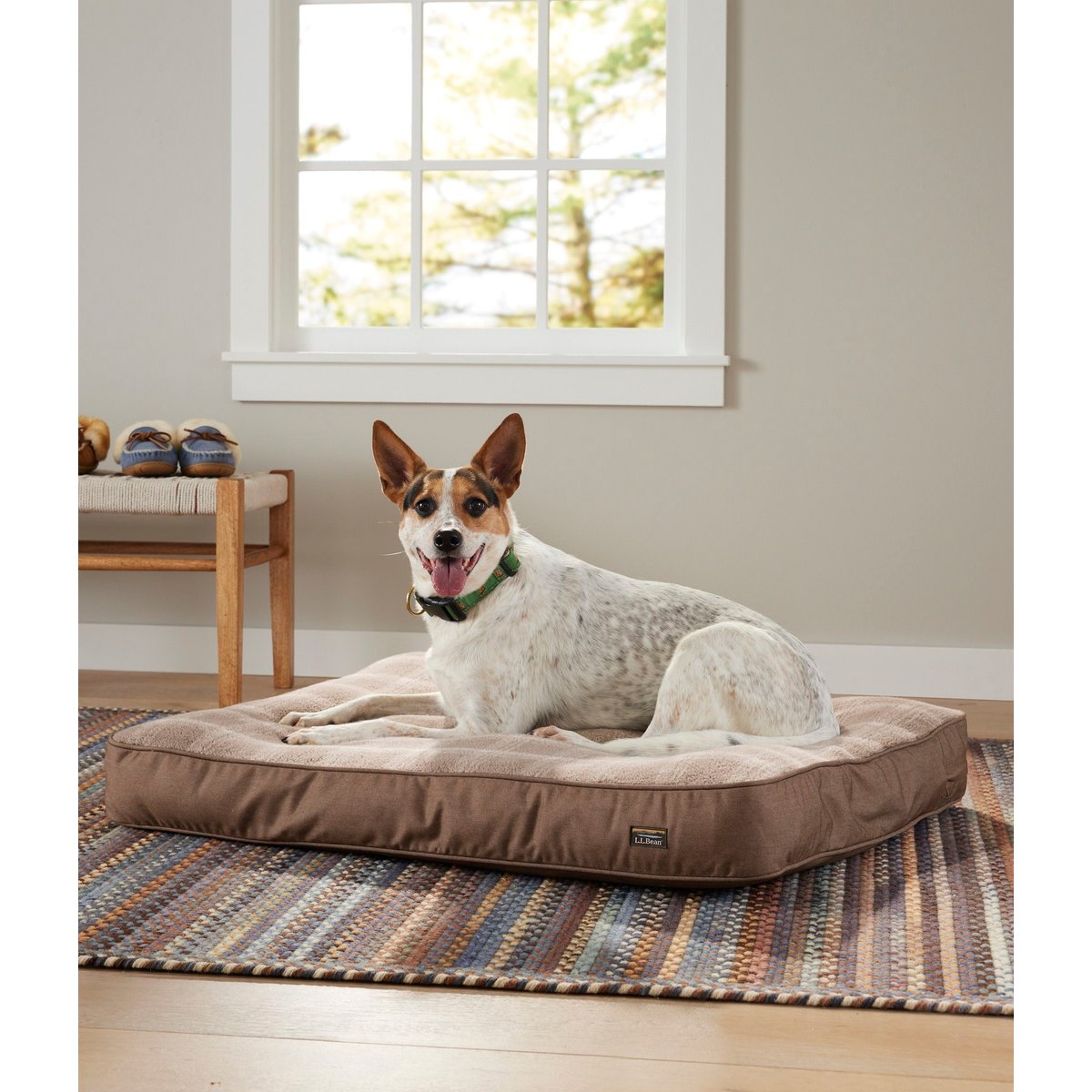 L.L.Bean Premium Fleece Dog & Cat Bed with Removable Cover, Burlap, Medium