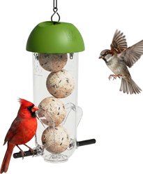 LONA Love Nature 2-Port Quick-Refill Design Finch Wild Bird 4 Suet Balls Feeder, Green