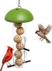 LONA Love Nature 3-Port Finch Wild Bird 5 Suet Balls Feeder, Green