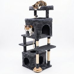 LONA Love Nature Condo 55-in Faux Fur Hanging-Toys Cat Tree, Dark Grey