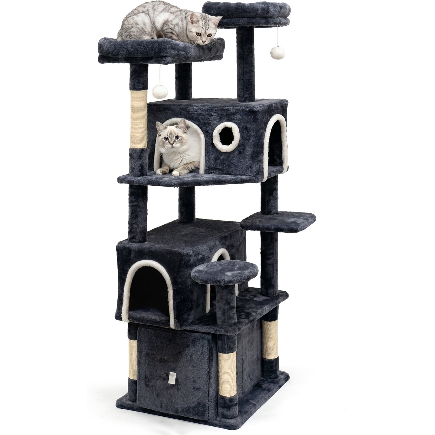 LONA Love Nature Condo 64-in Faux Fur Hanging-Toys Cat Tree, Dark Grey