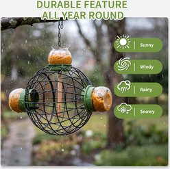 LONA Love Nature Finch Wild Bird Mesh Cage Feeder with 3 Empty Jars & Trapeze Stick, Green slide 2 of 7