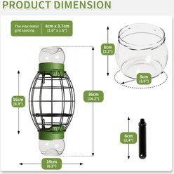 LONA Love Nature Oval Finch Wild Bird Mesh Cage Feeder Cage with 2 Empty Jars, Green slide 2 of 7