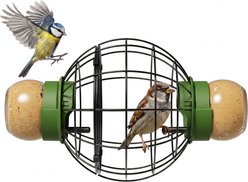 LONA Love Nature Round Finch Wild Bird Mesh Cage Feeder with 2 Empty Jars, Green