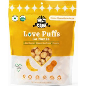Lord Jameson Love Puffs Go Nanas Crunchy Dog Treats, 4-oz bag