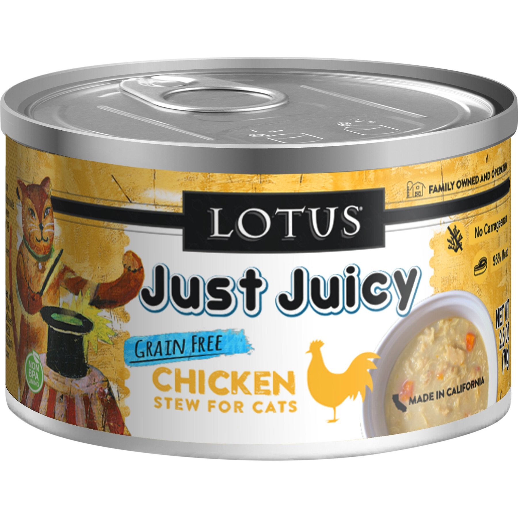 Lotus Just Juicy Chicken Stew Canned Cat Food, 5.3-oz, 24 ct