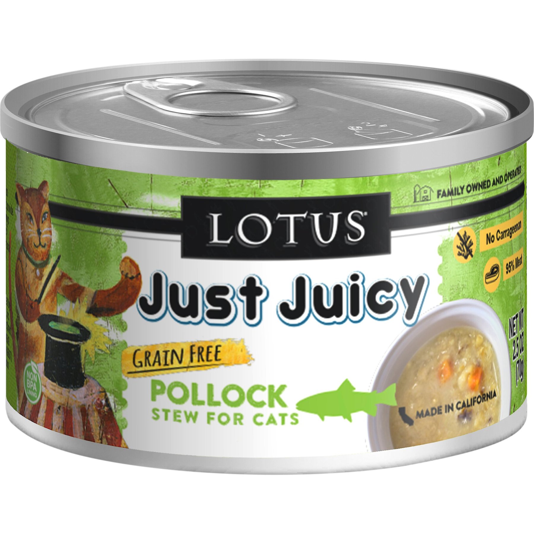 Lotus Just Juicy Pollock Stew Canned Cat Food, 5.3-oz, 24 ct