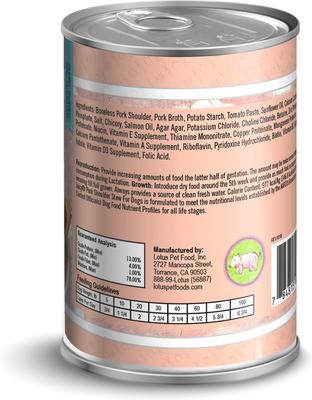 Show full view: Lotus Just Juicy Pork Shoulder Stew Grain-Free Canned Dog Food, 12.5-oz, case of 12 slide 3 of 5