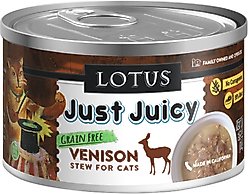 Lotus Just Juicy Venison Stew Grain-Free Canned Cat Food, 2.5-oz, case of 24