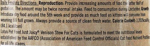 Show full view: Lotus Just Juicy Venison Stew Grain-Free Canned Cat Food, 2.5-oz, case of 24 slide 6 of 9