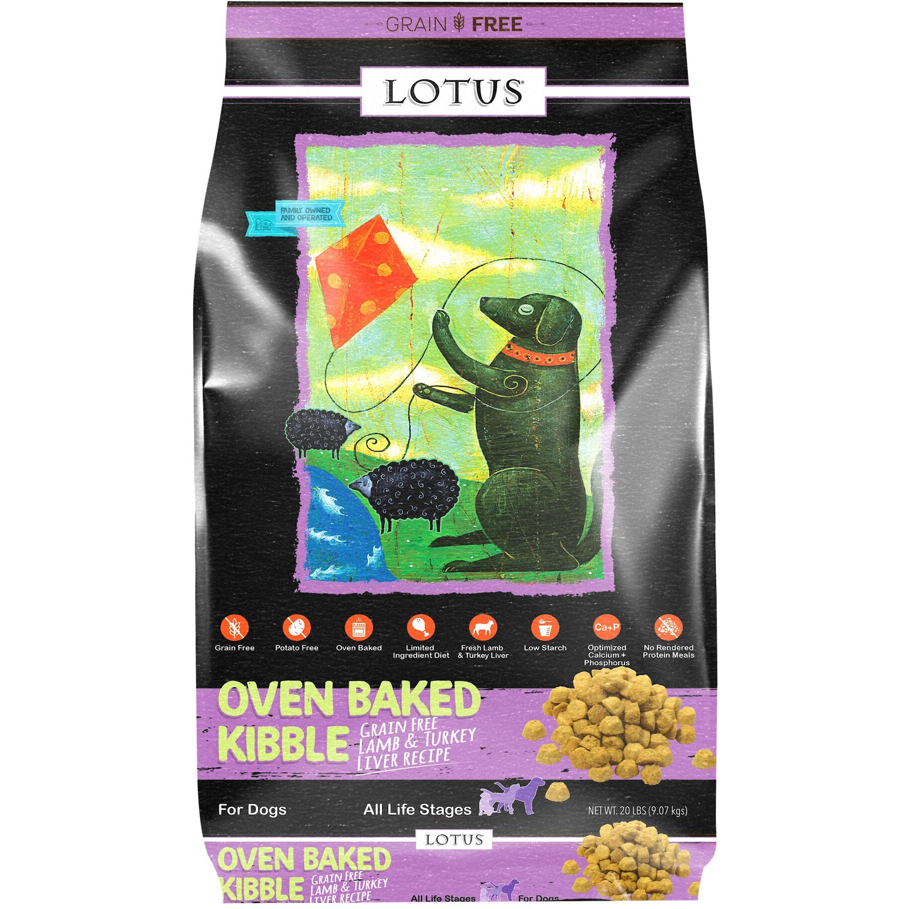 Lotus Oven-Baked Grain-Free Lamb & Turkey Liver Recipe Dry Dog Food, 20-lb bag