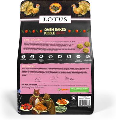 Show full view: Lotus Oven-Baked Grain-Free Turkey Recipe Dry Dog Food, 4-lb bag slide 3 of 5