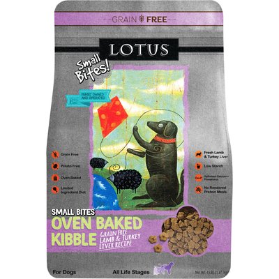 Lotus Lotus Oven-Baked Small Bites Grain-Free Lamb & Turkey Liver Dry Dog Food, 4-lb bag