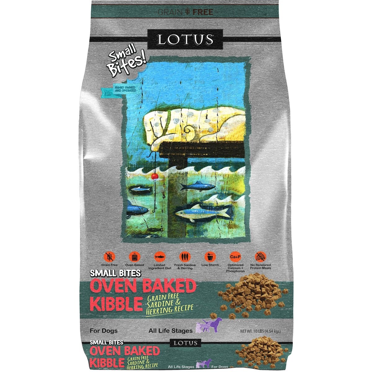 Lotus Oven-Baked Fish Small Bites Recipe Dry Dog Food, 10-lb bag