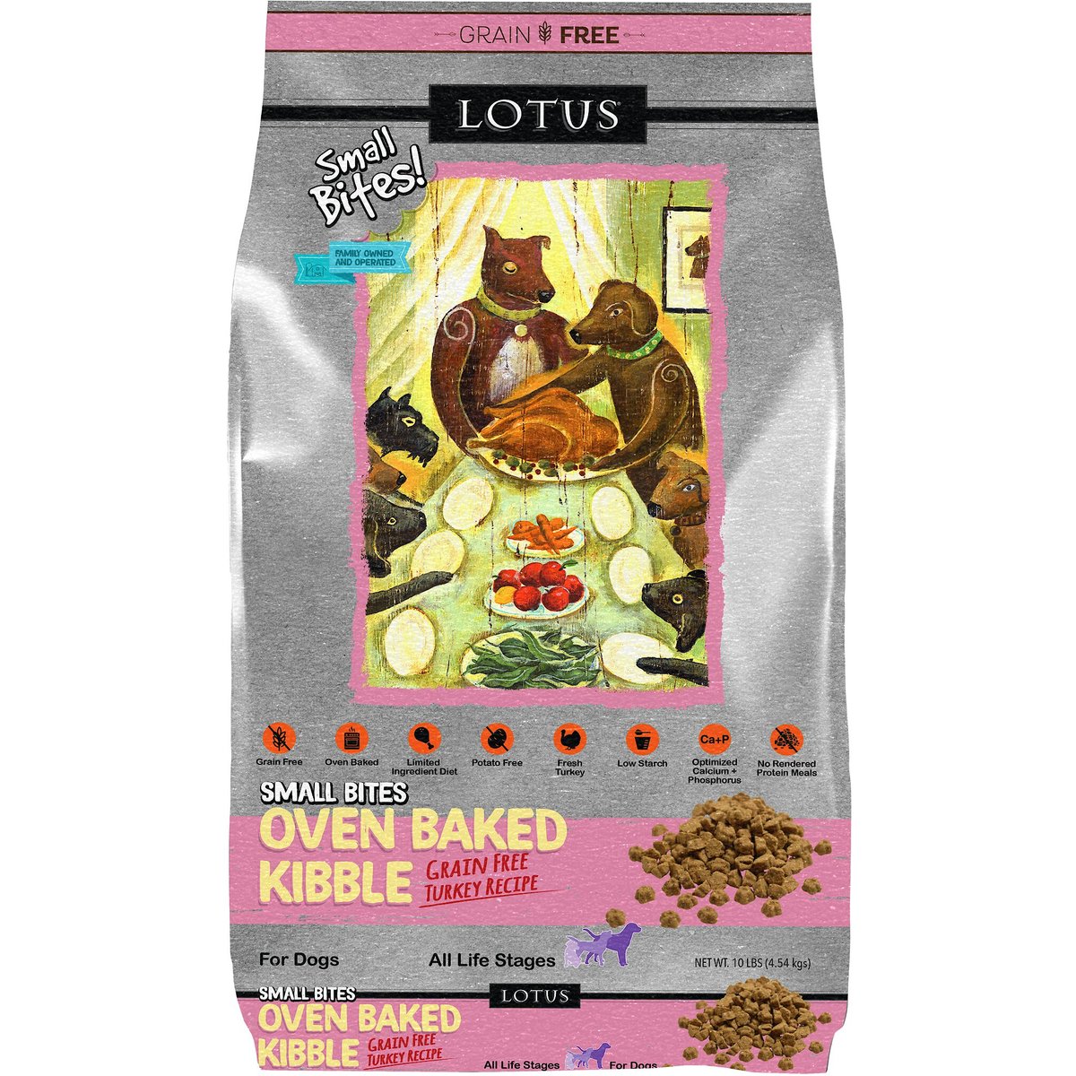 Lotus Oven-Baked Turkey Small Bites Adult Dry Dog Food, 10-lb bag