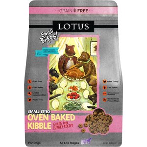 Lotus Oven-Baked Small Bites Grain-Free Turkey Recipe Dry Dog Food, 4-lb bag