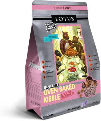 Show full view: Lotus Oven-Baked Small Bites Grain-Free Turkey Recipe Dry Dog Food, 4-lb bag slide 4 of 5