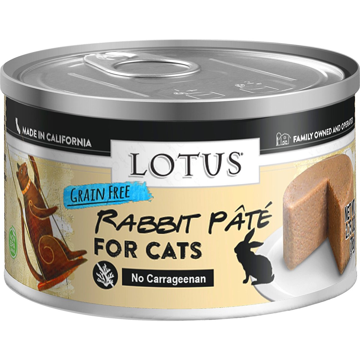 Lotus Rabbit Grain-Free Pate Canned Cat Food, 2.75-oz, case of 24
