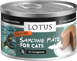 Lotus Sardine Grain-Free Pate Canned Cat Food, 2.75-oz, case of 24