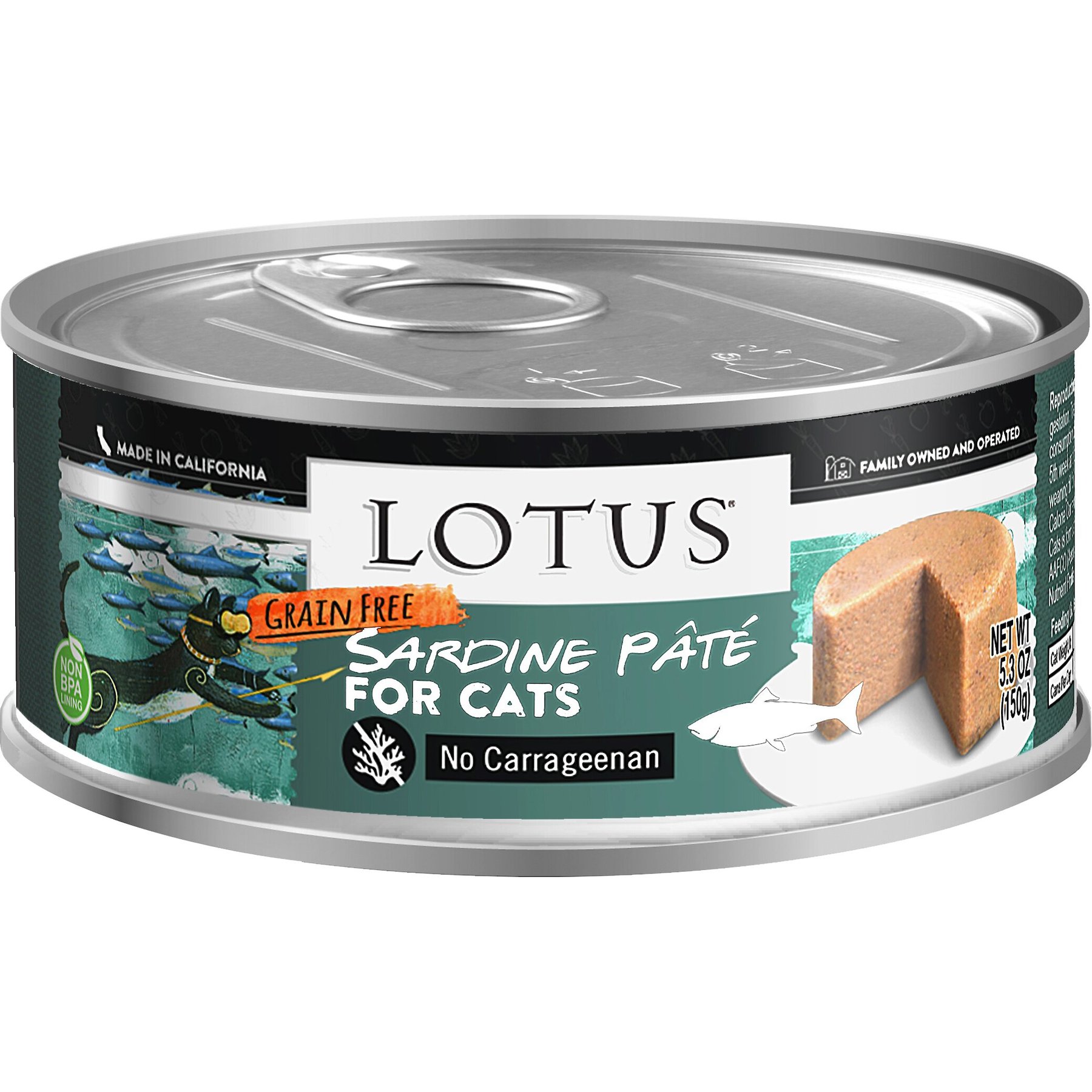 Lotus Sardine Grain-Free Pate Canned Cat Food, 5.3-oz, case of 24