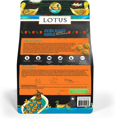 Show full view: Lotus Wholesome Grain-Free Duck & Cassava Recipe Dry Dog Food, 4-lb bag slide 3 of 5