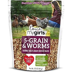 Love My Girls 5-Grain & Worms Corn-Free Gourmet Chicken Treats, 5-lb bag