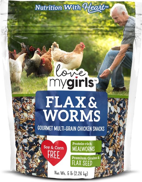 Love My Girls Flax & Worms Corn-Free Gourmet Chicken Treats, 5-lb bag
