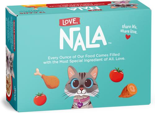 Show full view: Love, Nala Chicken Flaked with Sweet Potato & Tomato Recipe in Broth Adult Grain-Free Wet Cat Food, 2.8-oz can, case of 12 slide 3 of 11