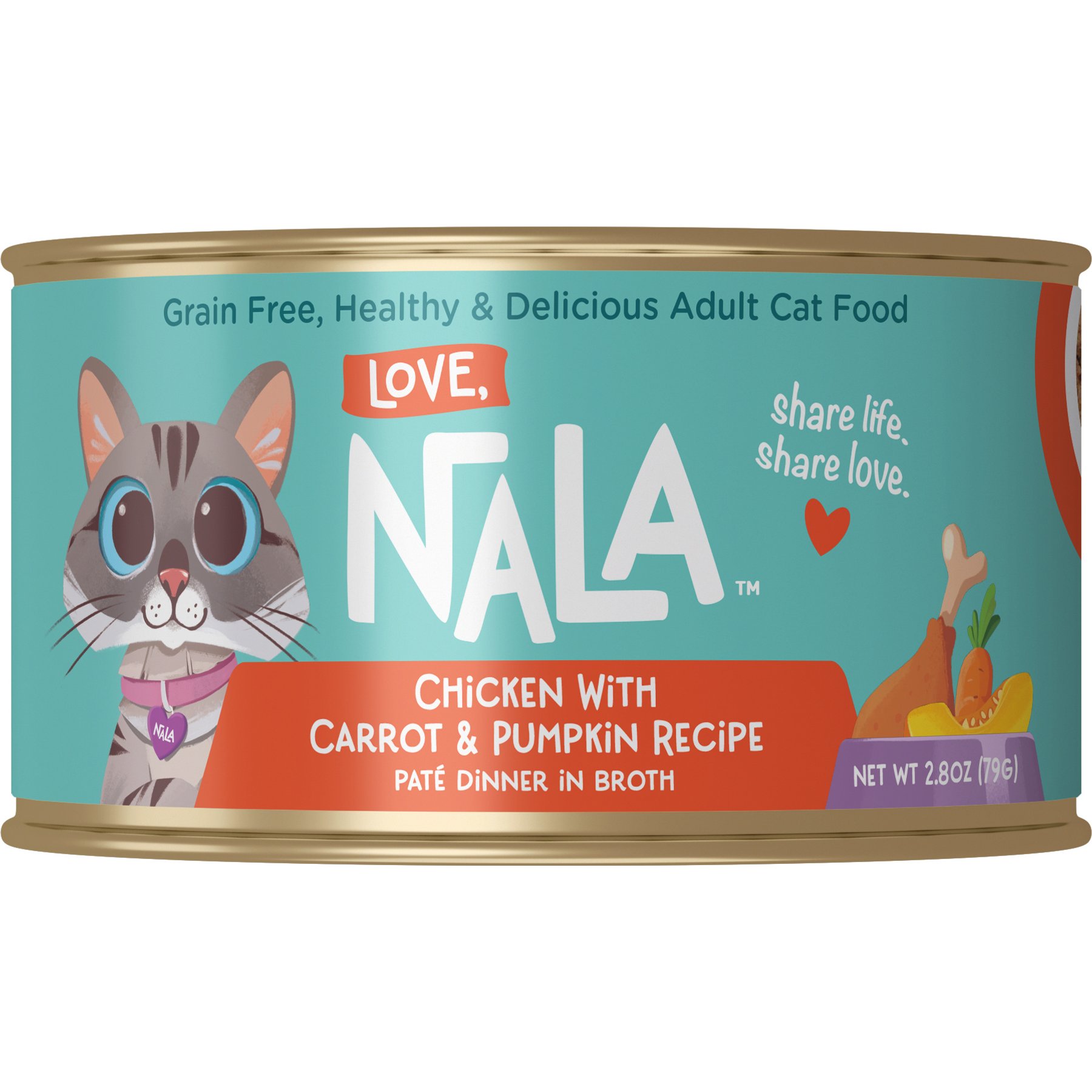 Love, Nala Chicken Pate with Carrot & Pumpkin Recipe in Broth Adult Grain-Free Wet Cat Food, 2.8-oz can, case of 12