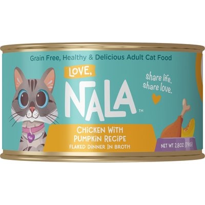Love, Nala Love, Nala Flaked Chicken with Pumpkin Recipe in Broth Adult Grain-Free Wet Cat Food, 2.8-oz can, case of 12
