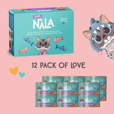 Show full view: Love, Nala Flaked Tuna & Salmon Recipe in Broth Adult Grain-Free Wet Cat Food, 2.8-oz can, case of 12 slide 5 of 11