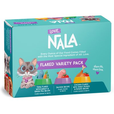 Love, Nala Love, Nala Flaked Variety Pack Adult Grain-Free Wet Cat Food, 2.8-oz can, case of 12