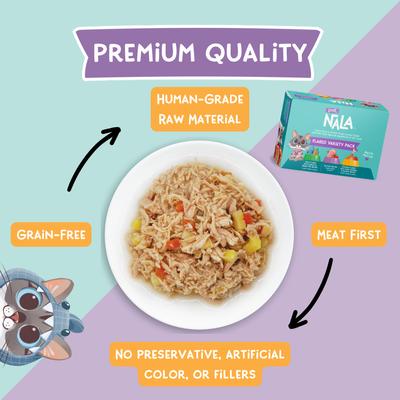 Show full view: Love, Nala Flaked Variety Pack Adult Grain-Free Wet Cat Food, 2.8-oz can, case of 12 slide 3 of 10