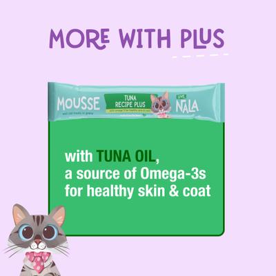 Show full view: Love, Nala Mousse Plus Tuna Recipe Grain-Free Lickable Cat Treats, 0.5-oz tube, case of 4 slide 3 of 11