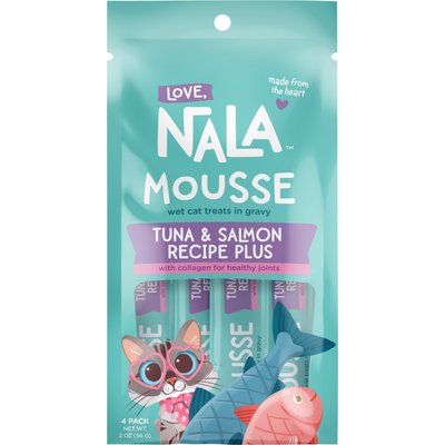 Love, Nala Love, Nala Mousse Plus Tuna & Salmon Recipe Grain-Free Lickable Cat Treats, 0.5-oz tube, case of 4