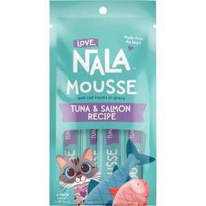 Love, Nala Mousse Tuna & Salmon Recipe Grain-Free Lickable Cat Treats, 0.5-oz tube, case of 4