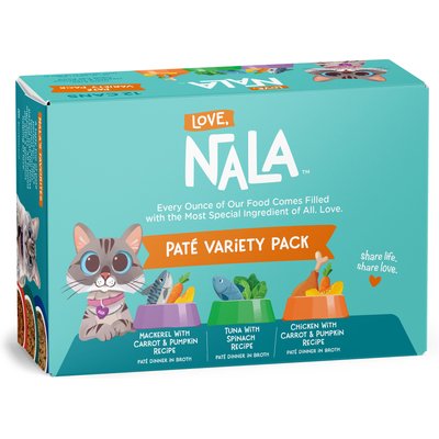 Love, Nala Love, Nala Pate Variety Pack Adult Grain-Free Wet Cat Food, 2.8-oz can, case of 12