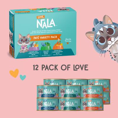 Show full view: Love, Nala Pate Variety Pack Adult Grain-Free Wet Cat Food, 2.8-oz can, case of 12 slide 4 of 9