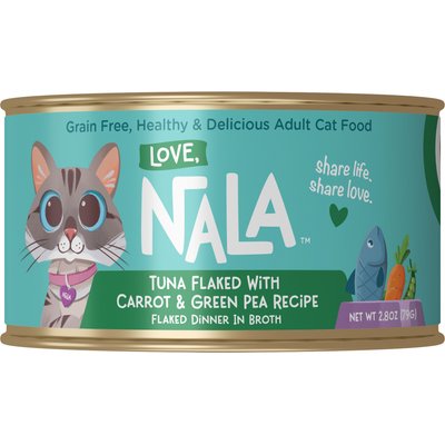 Love, Nala Love, Nala Tuna Flaked with Carrot & Green Pea Recipe in Broth Adult Grain-Free Wet Cat Food, 2.8-oz can, case of 12