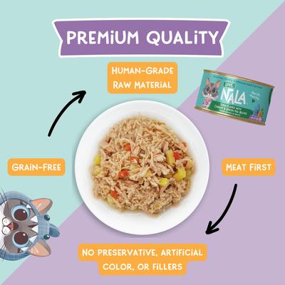 Show full view: Love, Nala Tuna Flaked with Carrot & Green Pea Recipe in Broth Adult Grain-Free Wet Cat Food, 2.8-oz can, case of 12 slide 4 of 11