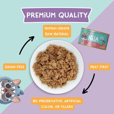 Show full view: Love, Nala Tuna & Salmon Pate with Carrot Recipe Adult Grain-Free Wet Cat Food, 2.8-oz can, case of 12 slide 4 of 10