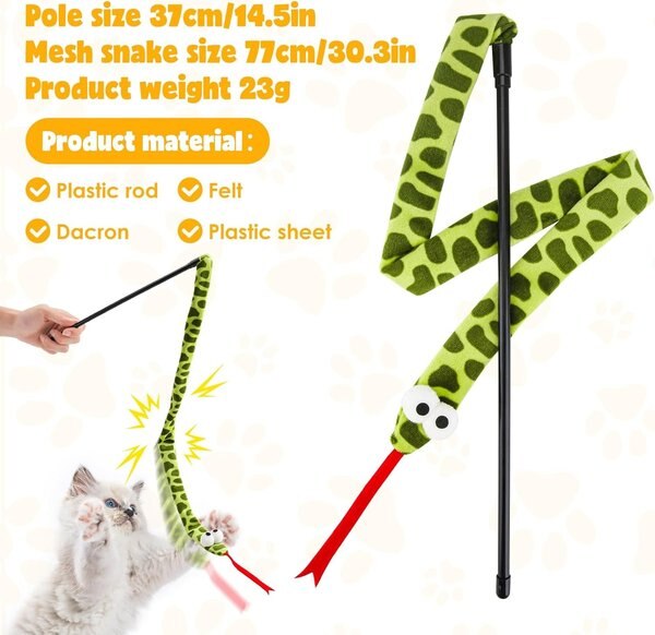 Fashion's Talk Mesh & Crinkle Plush Snake Interactive Play Teaser Wand Cat Toy, Multicolor, 2 count