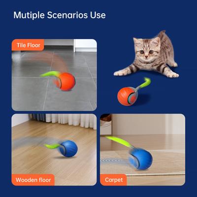 Show full view: Lovely Caves Interactive Cat Ball Cat Toy with Tail, Blue slide 9 of 12