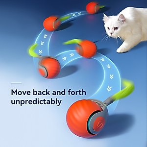 Lovely Caves Interactive Cat Ball Cat Toy with Tail, Orange