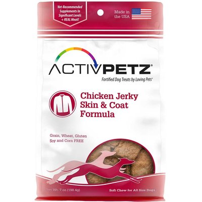 Loving Pets Loving Pets Activpetz Chicken Jerky Skin & Coat Dog Treat, 8-oz bag